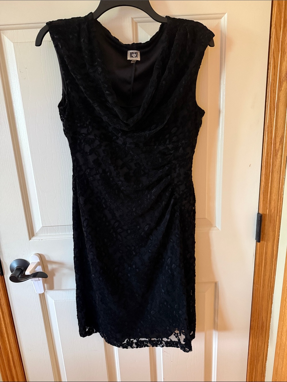 Anne Klein Black Lace Cowl Neck Midi Dress